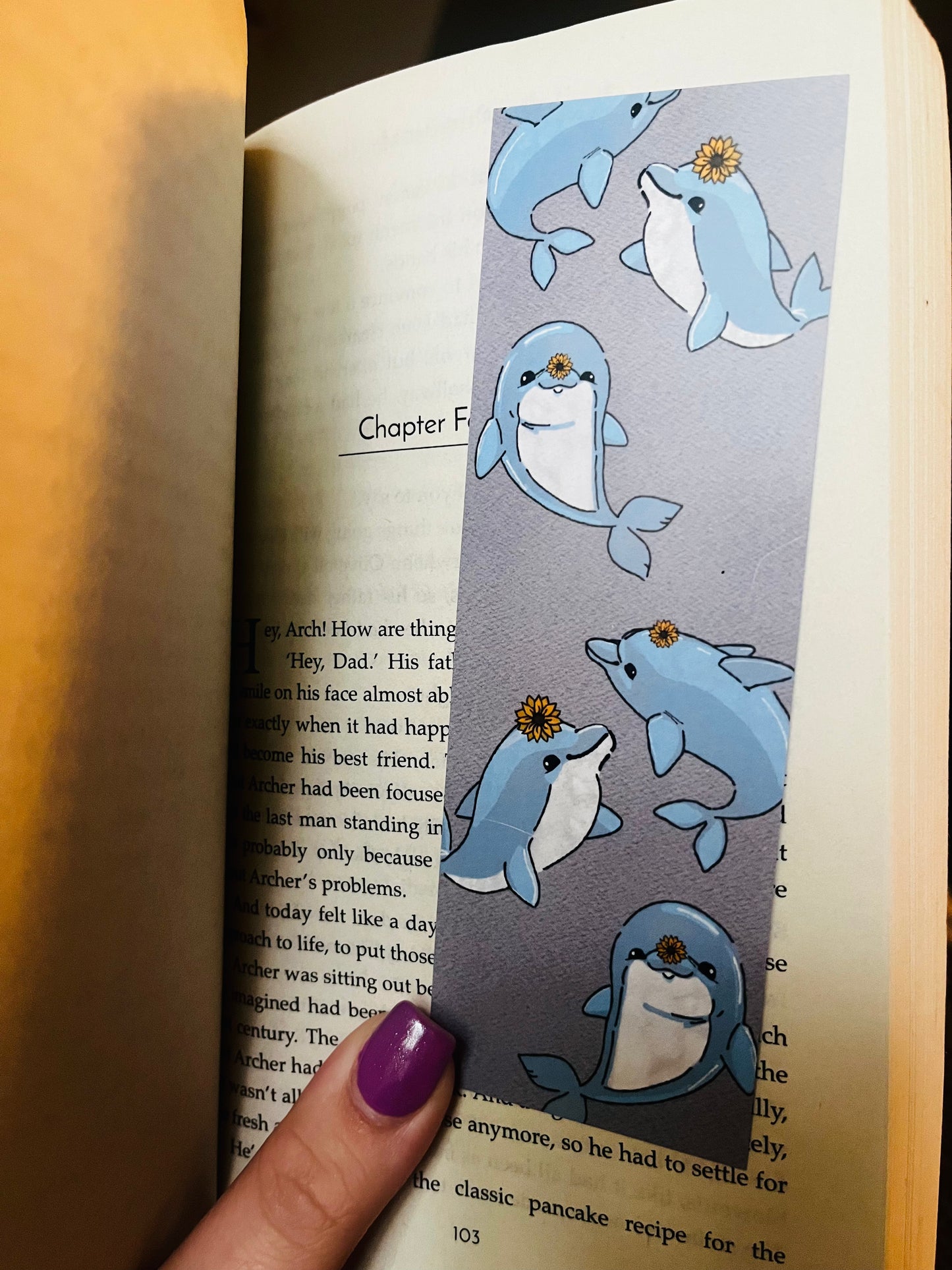 Dolphins & Sunflowers Bookmark